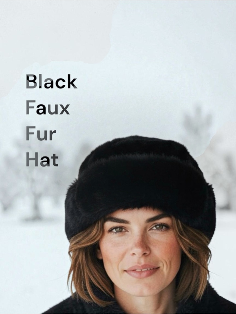 SJ Black Faux Fur Winter Hat Plush Lined Beanie One Siz Elegant Black Faux Fur